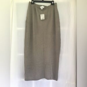 Spiegel Stretch Knit Silk Blend Pencil Maxi Skirt Taupe Size L NWT